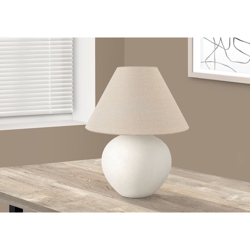 Monarch Specialties I 9631 - Lighting, 16"H, Table Lamp, Cream Shade, Cream Ceramic, Contemporary