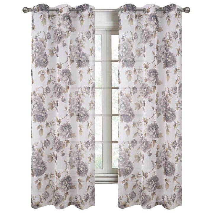 RT Designers Collection Ellie Doily Grommet Light Filtering Window Curtain Panel for Bedroom 54" x 95" Silver