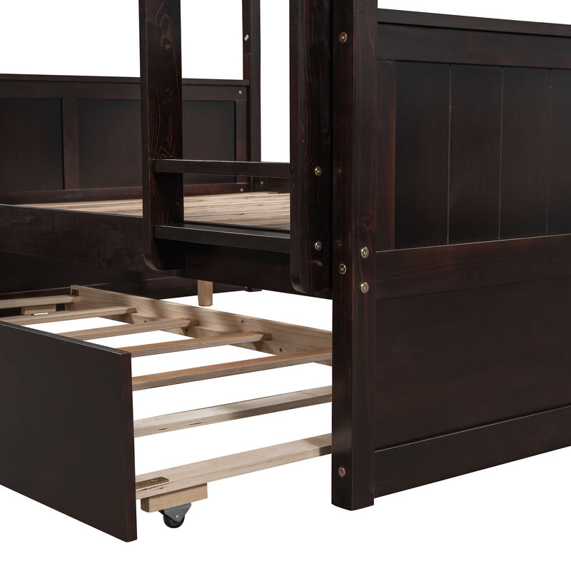 Merax Modern Solid Bunk Bed with Trundle