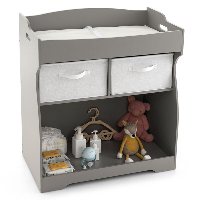 Baby Changing Table with 2 Drawers and Large Storage Bin