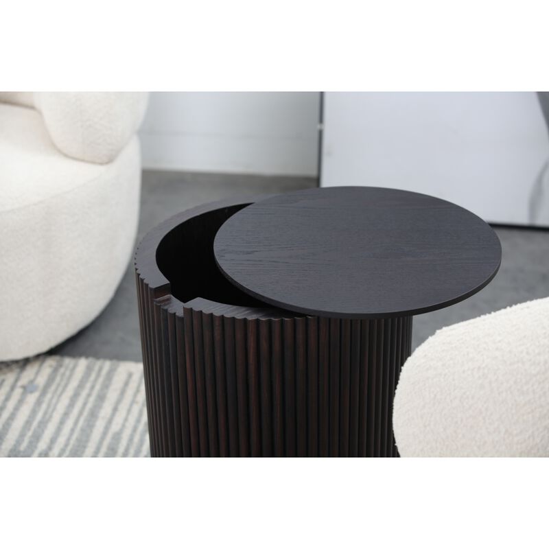 Handmade Smoky Color Round Coffee Table - 27.55" x 13.77"