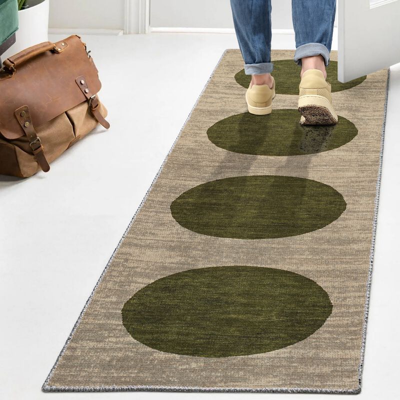 Cirkel Minimalist Geometric Dot Machine Washable Area Rug