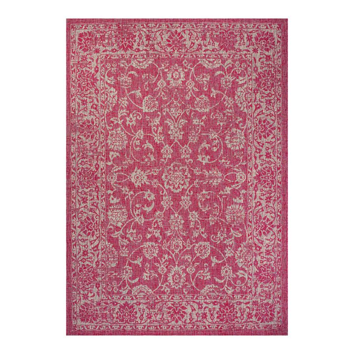 Tela Bohemian Textured Weave Floral Indoor/Outdoor Area Rug