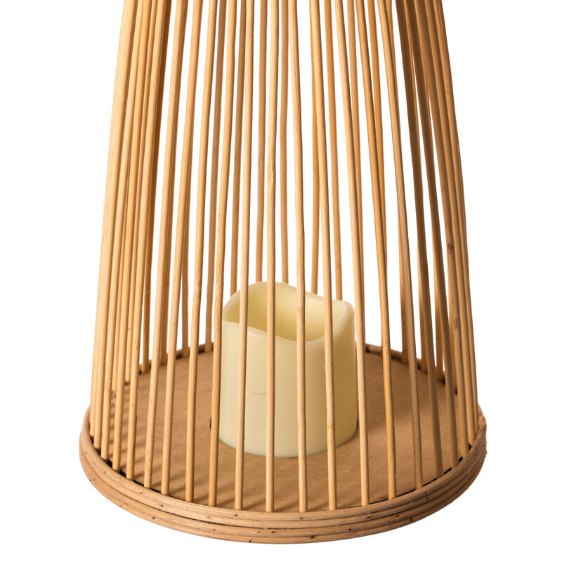 Rattan Designed Bamboo LED Lantern Lamp Battery Powered for Indoor and outdoor