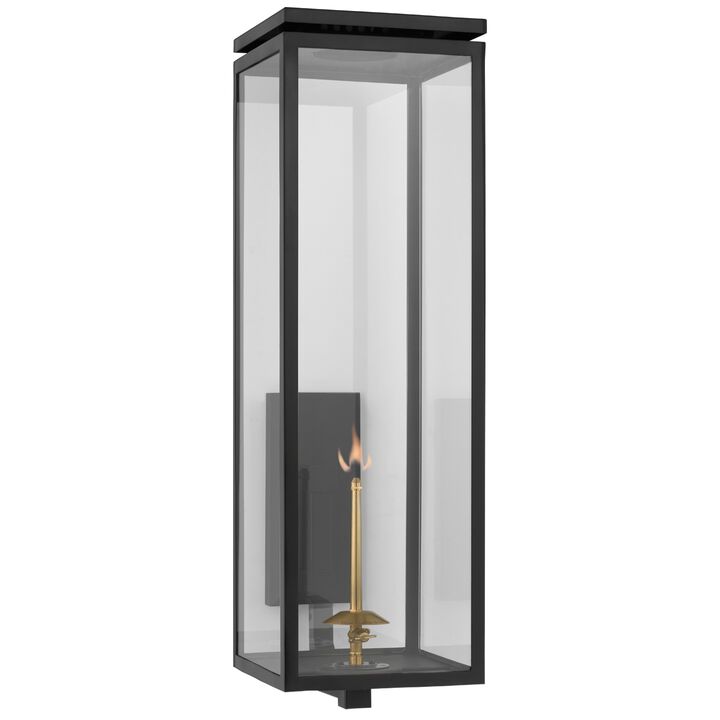 Fresno Large Brcketed Gas Wall Lantern in Soft Copper with Clear Glass