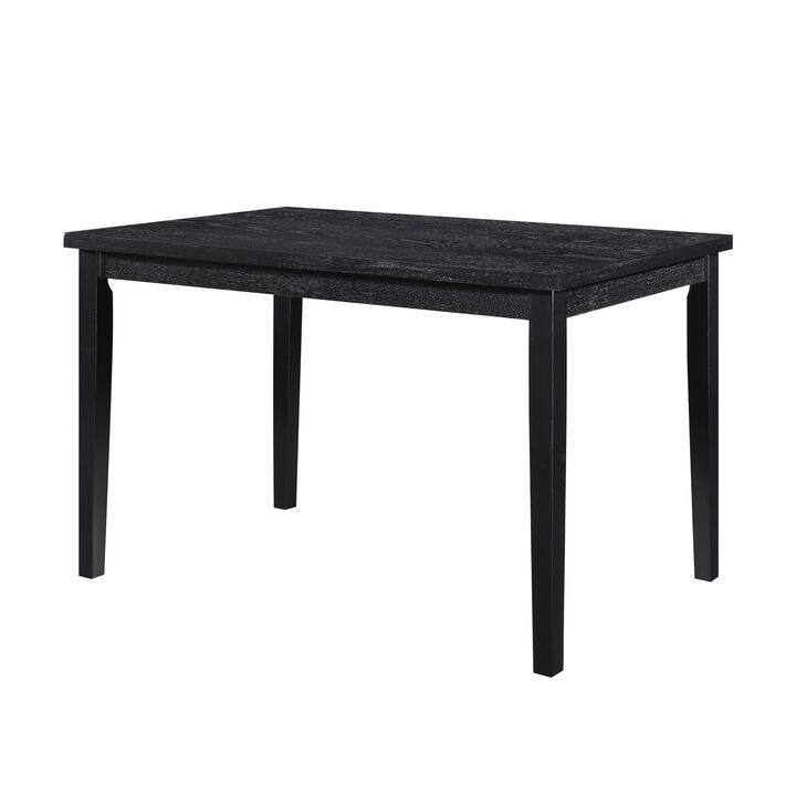 Andy 48 Inch Dining Table, 4 Seater, Rectangular Top, Black Solid Wood - Benzara