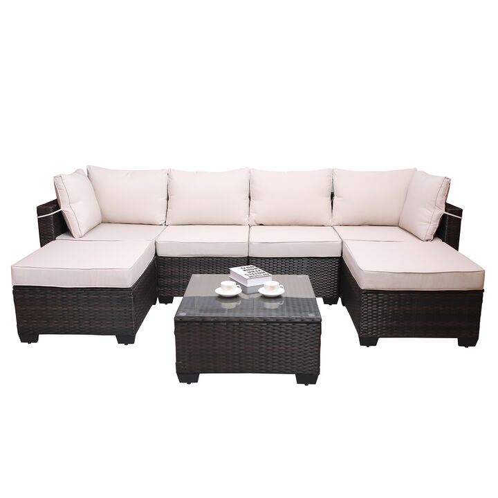 Merax Outdoor Garden Patio Furniture 7-Piece Sofa Sets