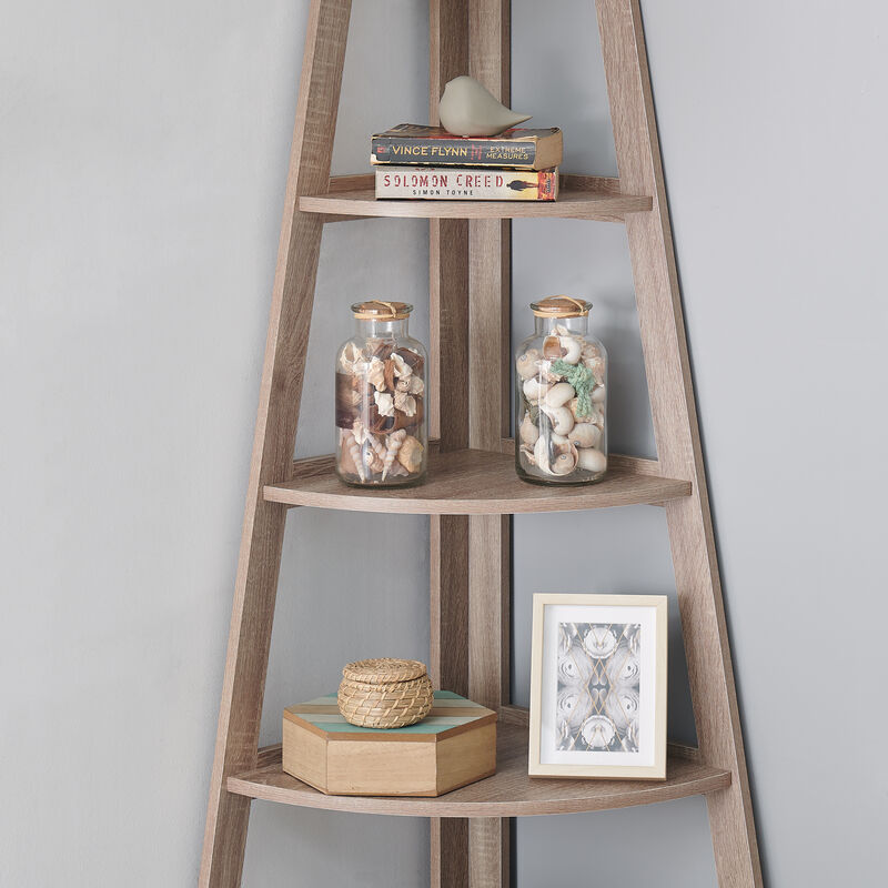 Five Tier Corner Ladder Display Bookshelf