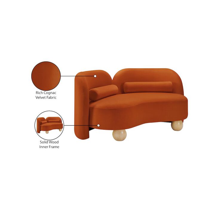Meridian Furniture Daphne Cognac Velvet Loveseat