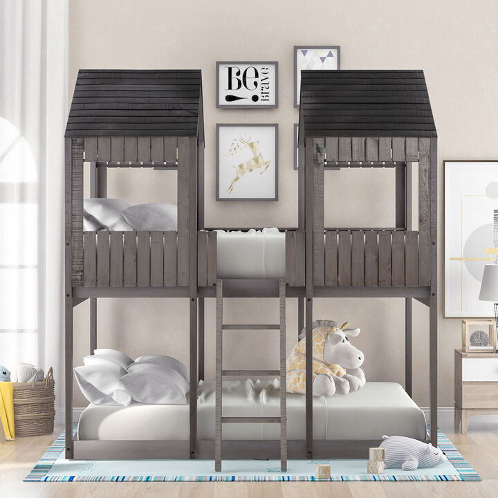 Merax Bunk Bed with Roof and Ladder