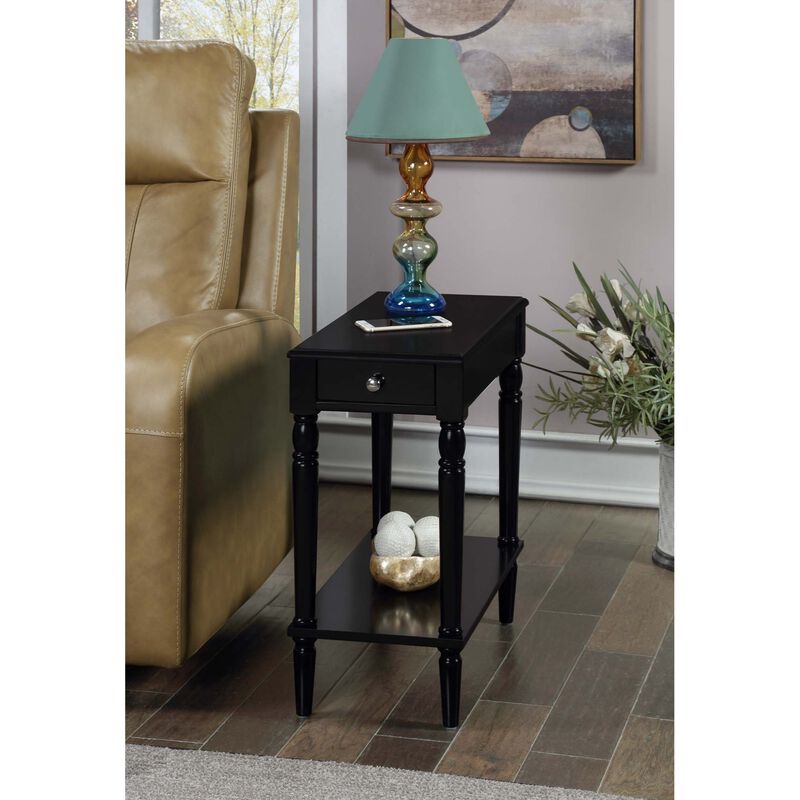 Convenience Concepts French Country No Tools Chairside Table, Black