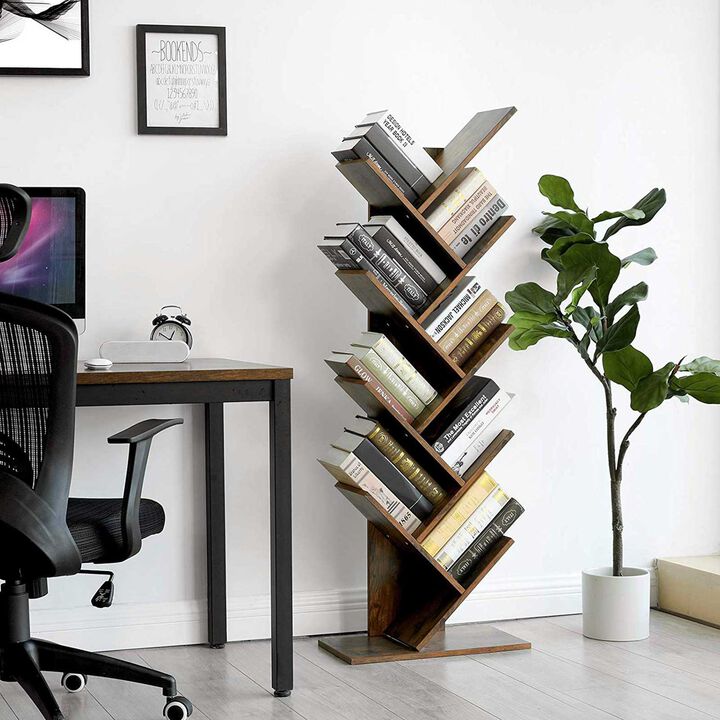 BreeBe Brown Tree-Shaped Standing Wooden Bookshelf