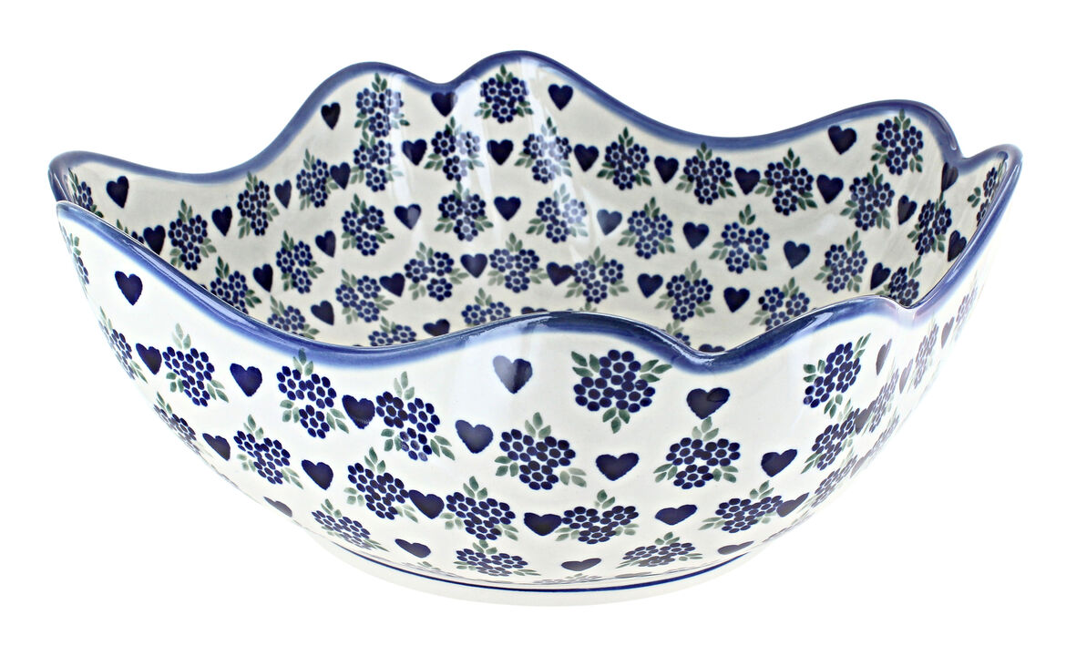 Blue Rose Polish Pottery Amelie Large Scallop Serving Bowl