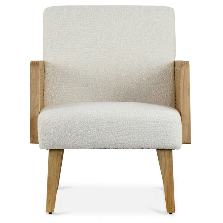 Glamour Home Ayaki White Woven Accent Chair with Rattan Arms