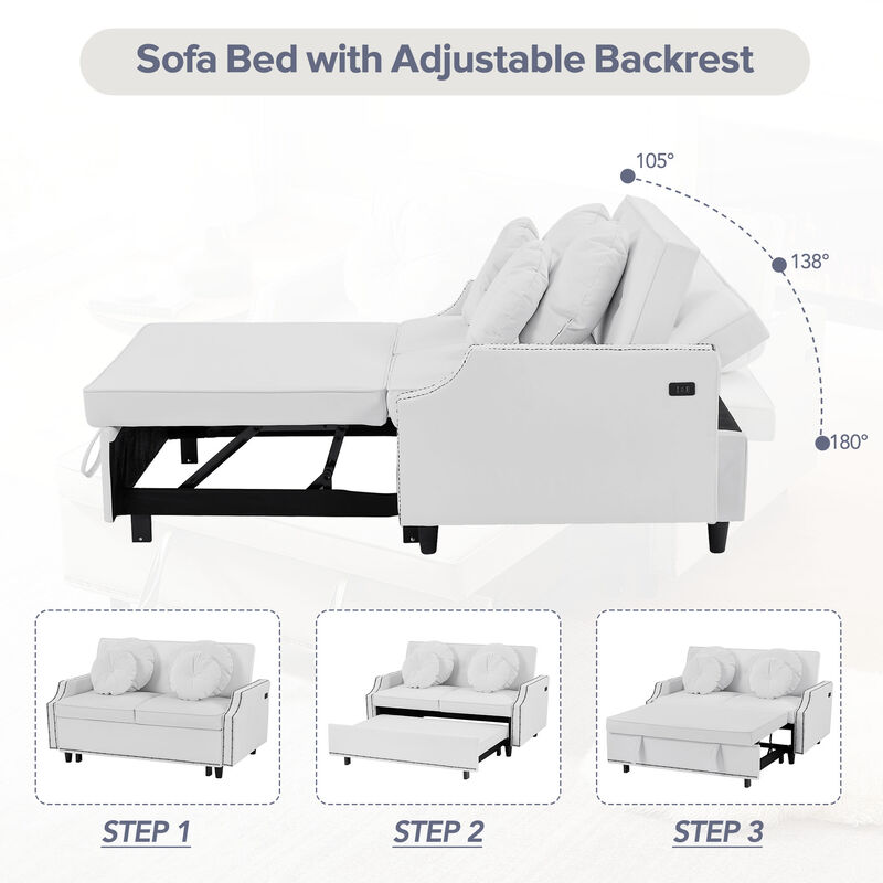 Merax Adjustable Sofa Bed with  Two USB Ports