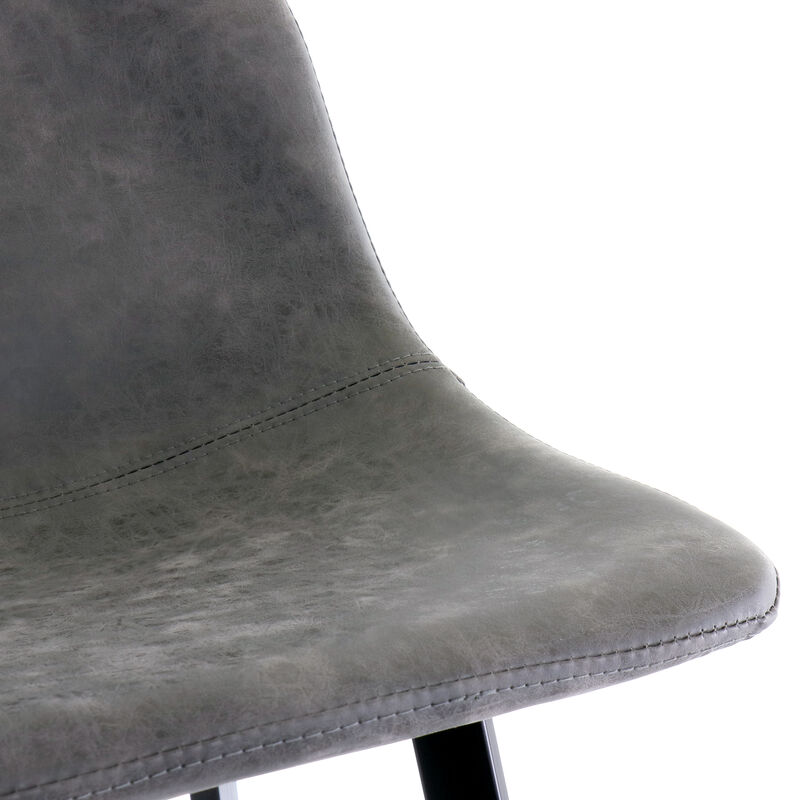 Elama Faux Leather Bar Stool in Gray with Black Legs