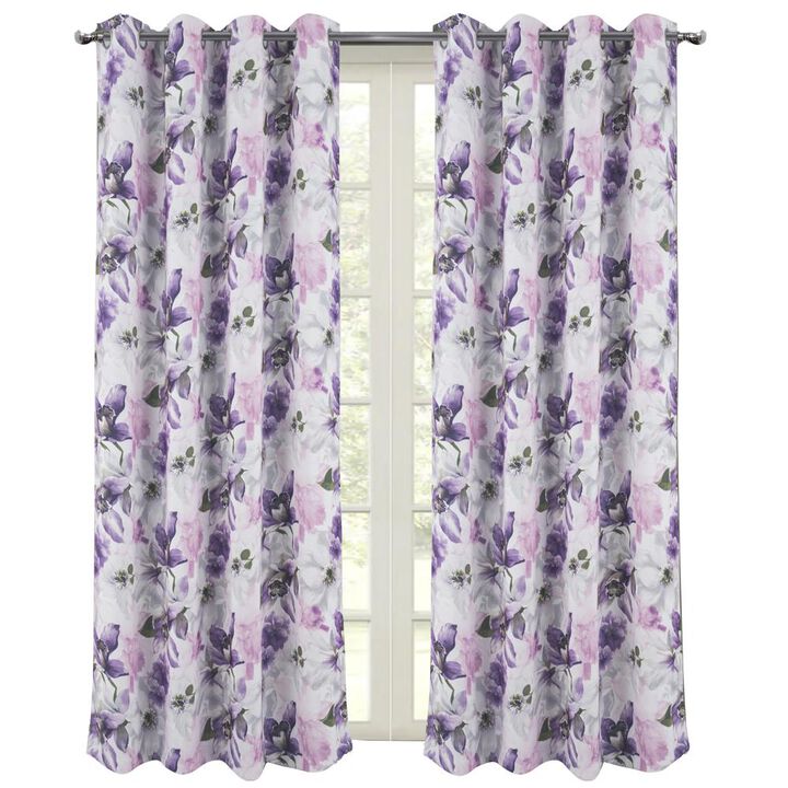 RT Designers Collection Eden Printed Blackout Grommet Window Curtain Panel 54" x 84" Lilac