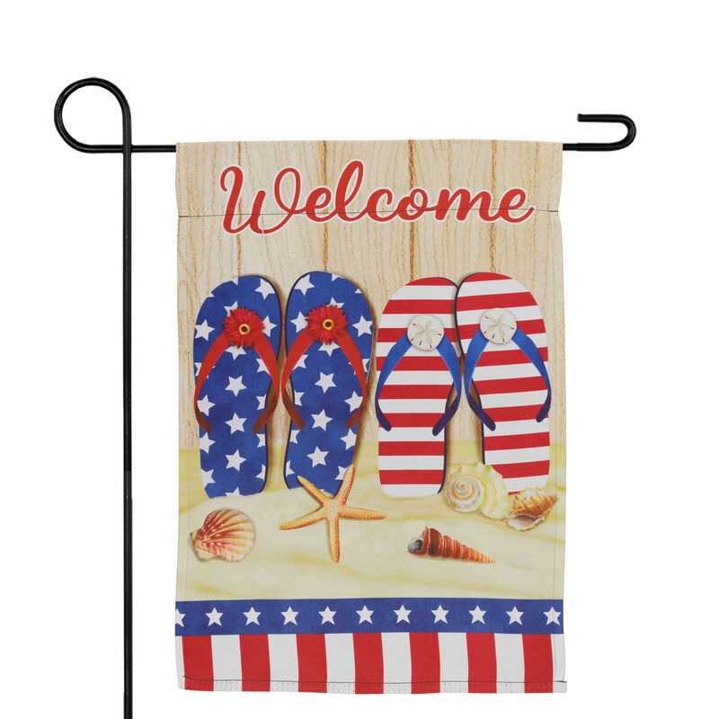 Sandy Beach "Welcome" Patriotic Outdoor Garden Flag - 18" x 12.5"