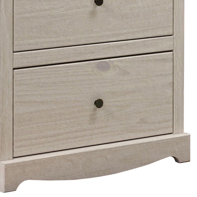 Stav Tall Dresser Chest with 4 Drawers, Plank Style, White Solid Wood