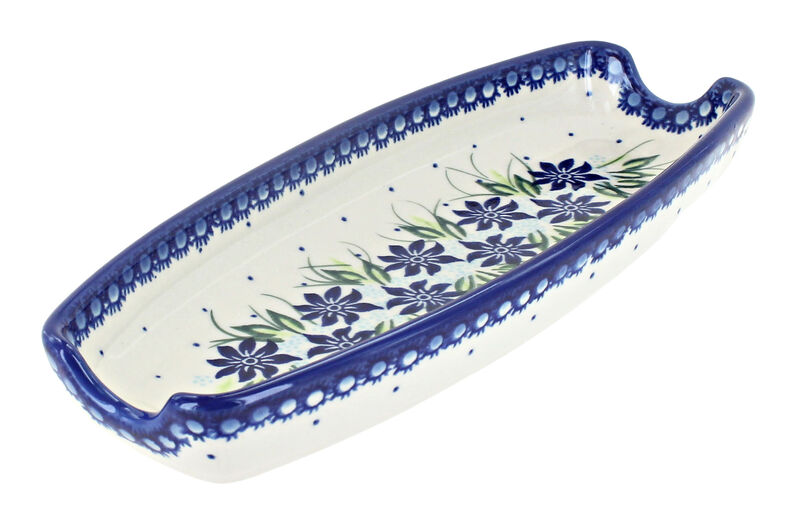 Blue Rose Polish Pottery Spring Blossom Corn on the Cob Dish