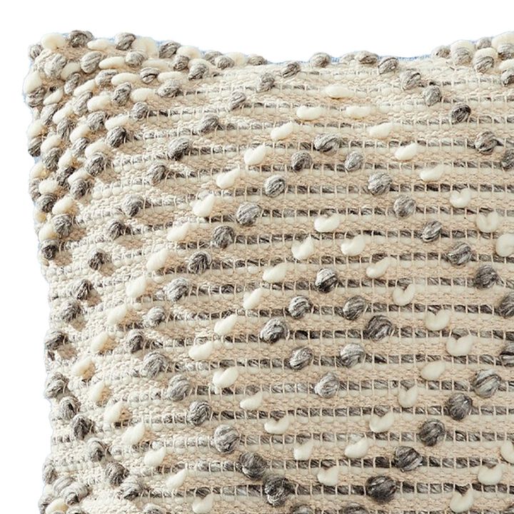 18 Inch Decorative Throw Pillow Cover, Textured Diamonds, Gray, Beige-Benzara