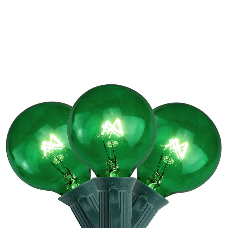 10-Count Green G50 Globe Christmas Patio Lights- 9ft  Green Wire