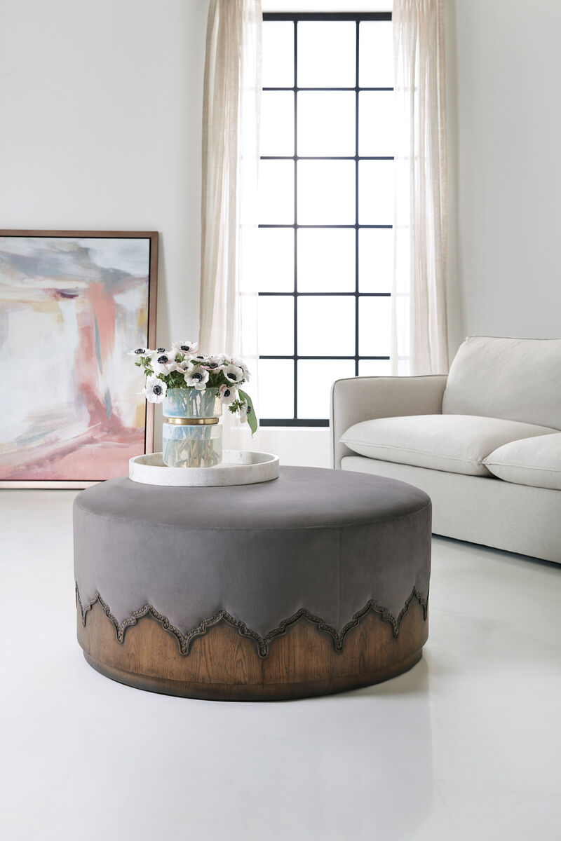 Melange Meyers Cocktail Ottoman in Grey