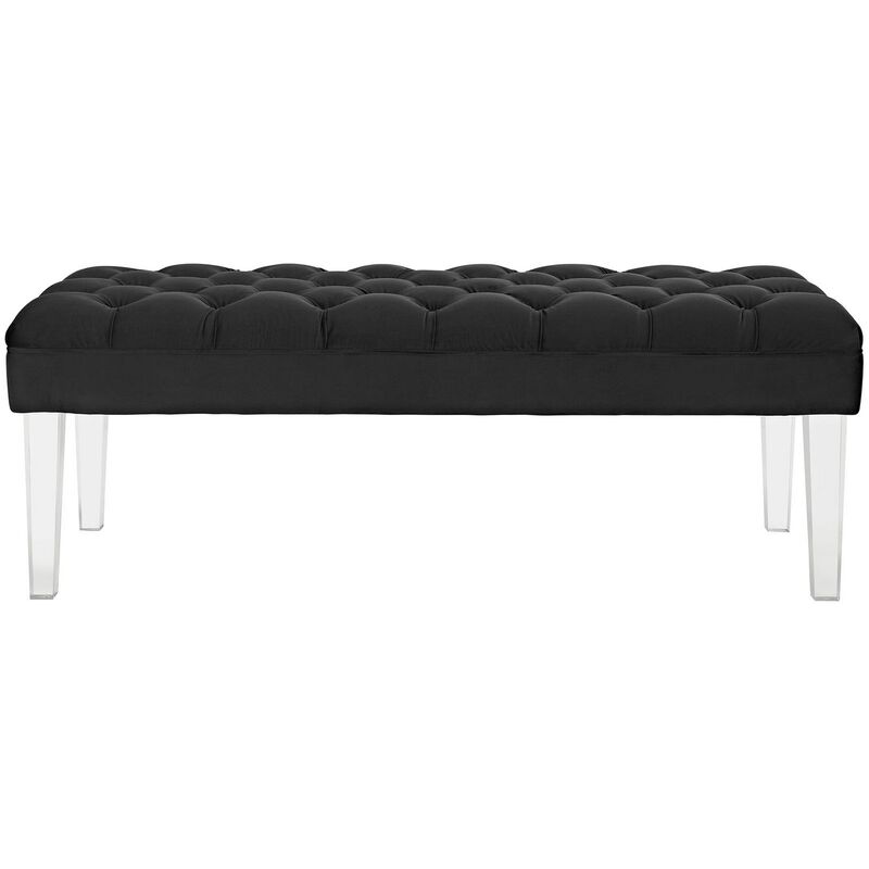 Valet Velvet Bench, Black-Benzara