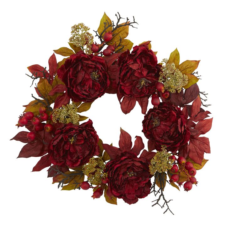 HomPlanti 24" Peony Sedum Wreath