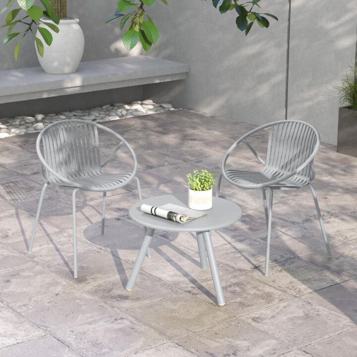 Hivvago All Weather PP Patio Conversation Set with Round Coffee table and 2 Chairs