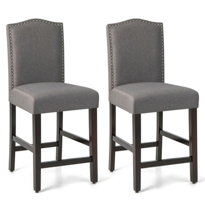 Hivago 2 Pcs Fabric Nail Head Counter Height Dining Side Chairs Set