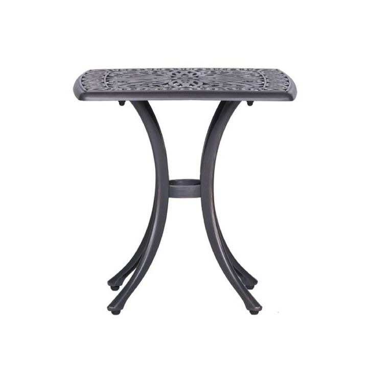 21 Inch Arbor Metal End Table with Curved Legs, Gunmetal Gray-Benzara