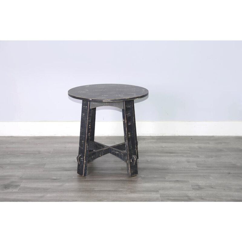 Sunny Designs Marina Farmhouse Mahogany Wood End Table in Black Sand