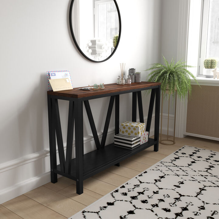 Warm Oak/Marble Entry Table