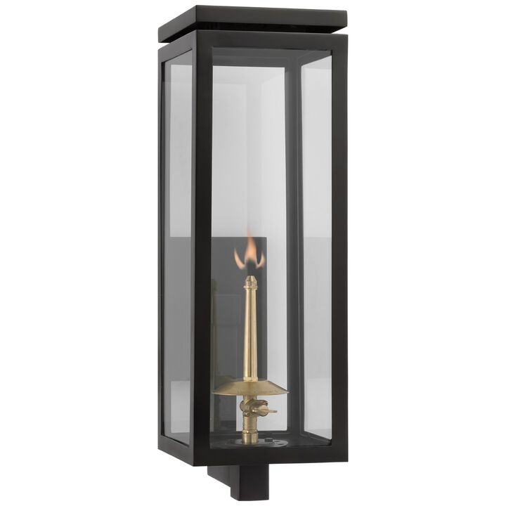 Fresno Medium Bracketed Gas Wall Lantern in Matte Black with Clear Glass