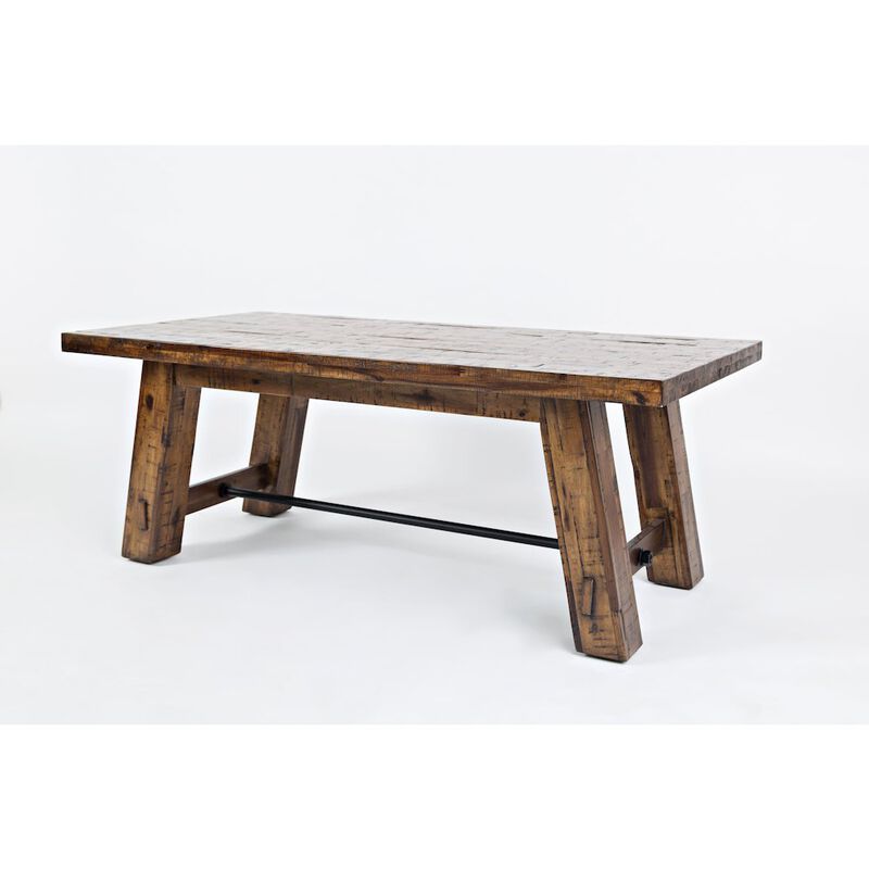 Jofran Cannon Valley Rustic Distressed Industrial Trestle 50 Coffee Table