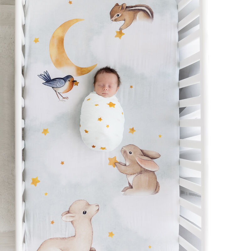 Goodnight Wonderland Crib Sheet & Swaddle Bundle