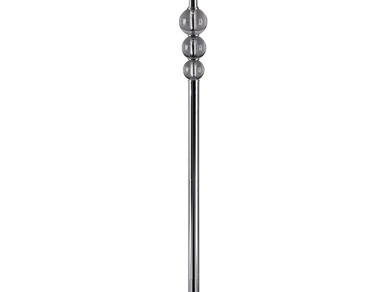 Tapered Drum Shade Metal Floor Lamp with Crystal Accent, Silver and White-Benzara