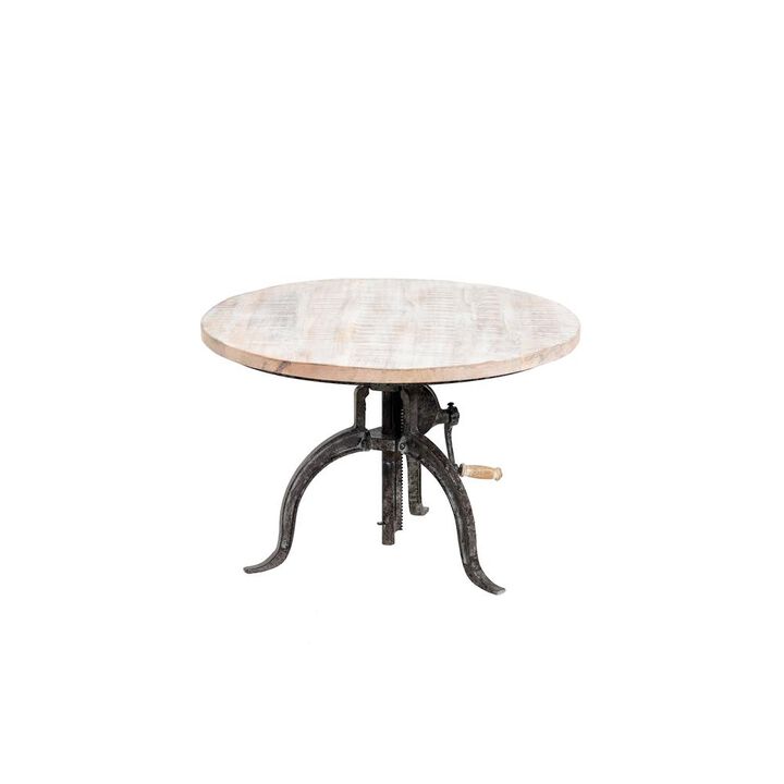 Carolina Living Adjustable Height Rustic Coffee Table - Natural Driftwood Top - Aged Iron Base