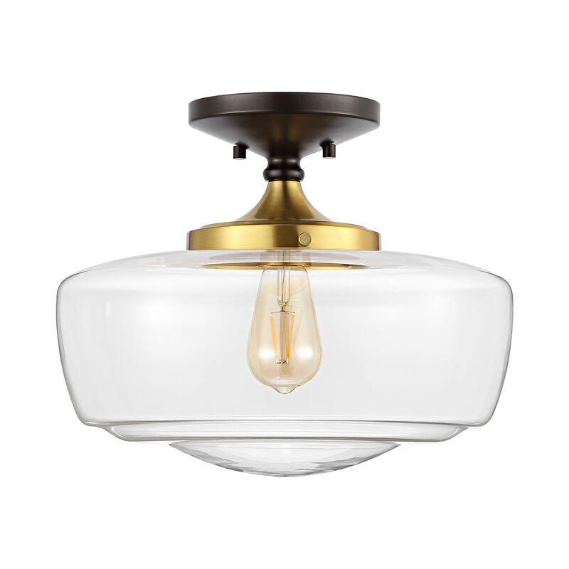 Marfa Glass/Iron Farmhouse Modern LED Flush Mount