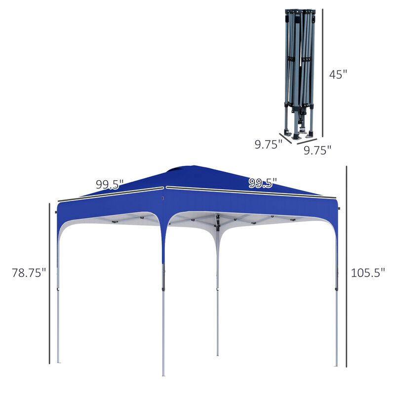 8' x 8' Pop Up Canopy with Adjustable Height, Foldable Gazebo Tent with Carry Bag, Wheels and 4 Leg Weight Bags for Outdoor, Royal Blue