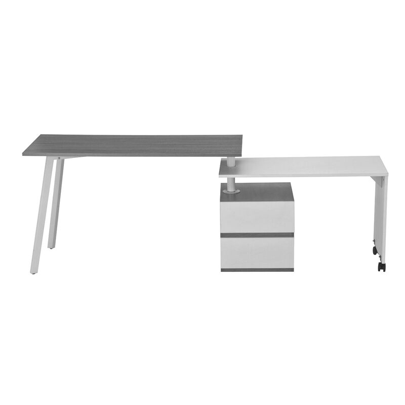 Rotating Multi-Positional Modern Desk, Grey