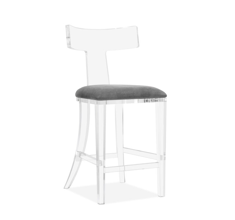 Tristan Counter Stool - Grey Velvet