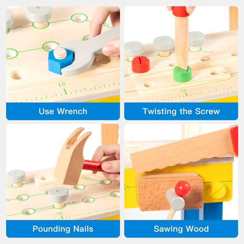 Wooden Tool Workbench Toy for Kids (8 pcs an order)