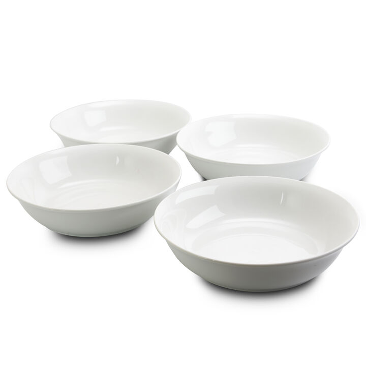 Gibson Home Wide 8.75 in. Stoneware Dinner and Serving Bowls in White, Set of 4