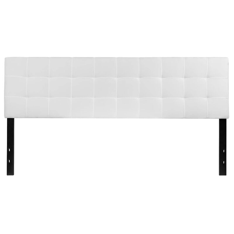 Flash Furniture Bedford Tufted Upholstered King Size Headboard in White Fabric