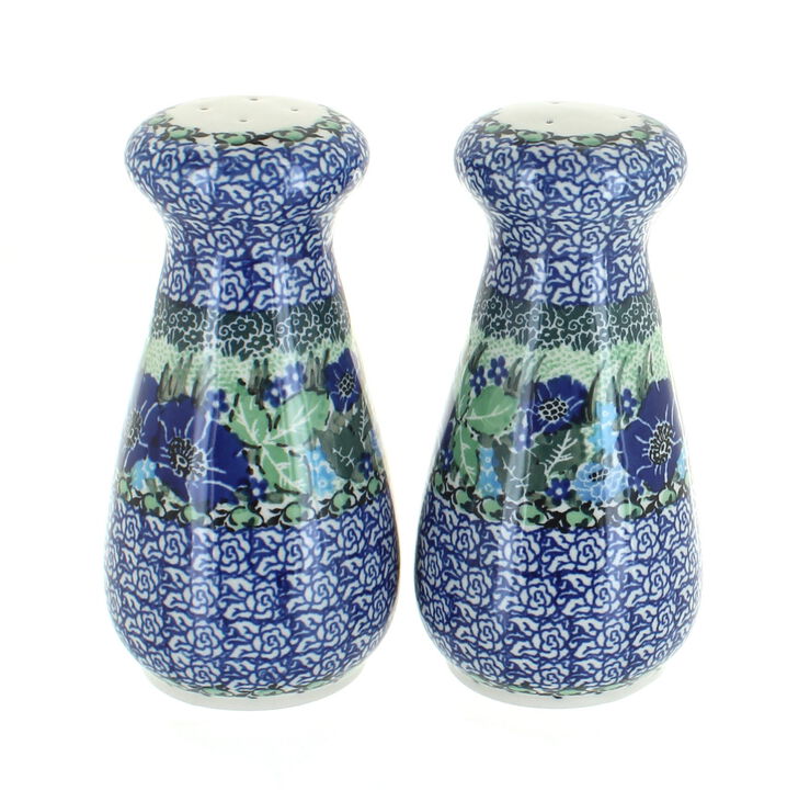 Blue Rose Polish Pottery Mardi Gras Large Salt & Pepper Shakers