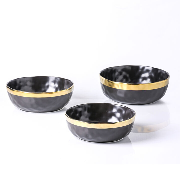 Stone Lain Florian Porcelain Serving Bowl Set 3 Piece, Green