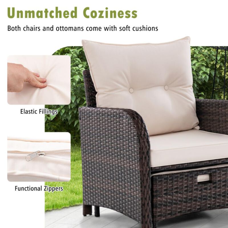 Hivvago 5 Piece Patio Conversation Set Outdoor Rattan Sofa Set with Coffee Table