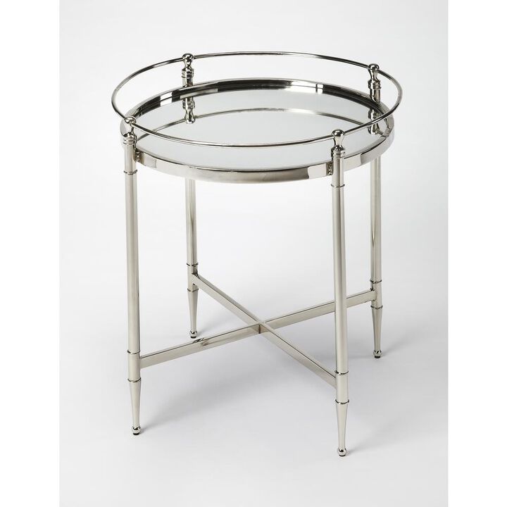 Silver Metal and Mirror End Table, Belen Kox